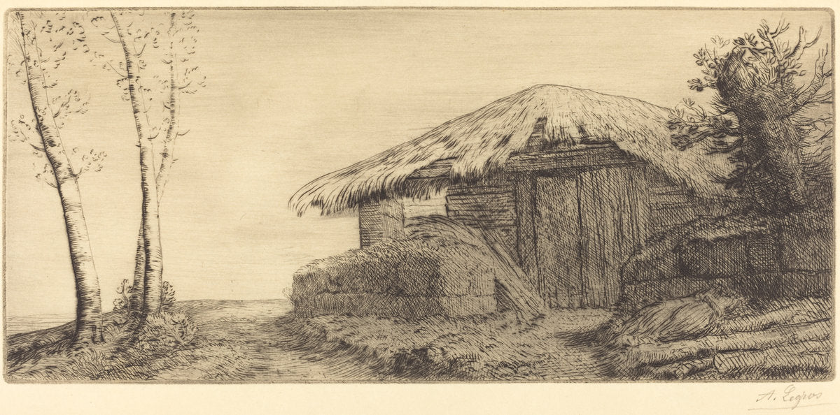 Shepherd's Hut on a Hillside  (Bergerie sur le coteau) by Alphonse Legros (French, 1837 - 1911), 16X12"(A3)Poster Print