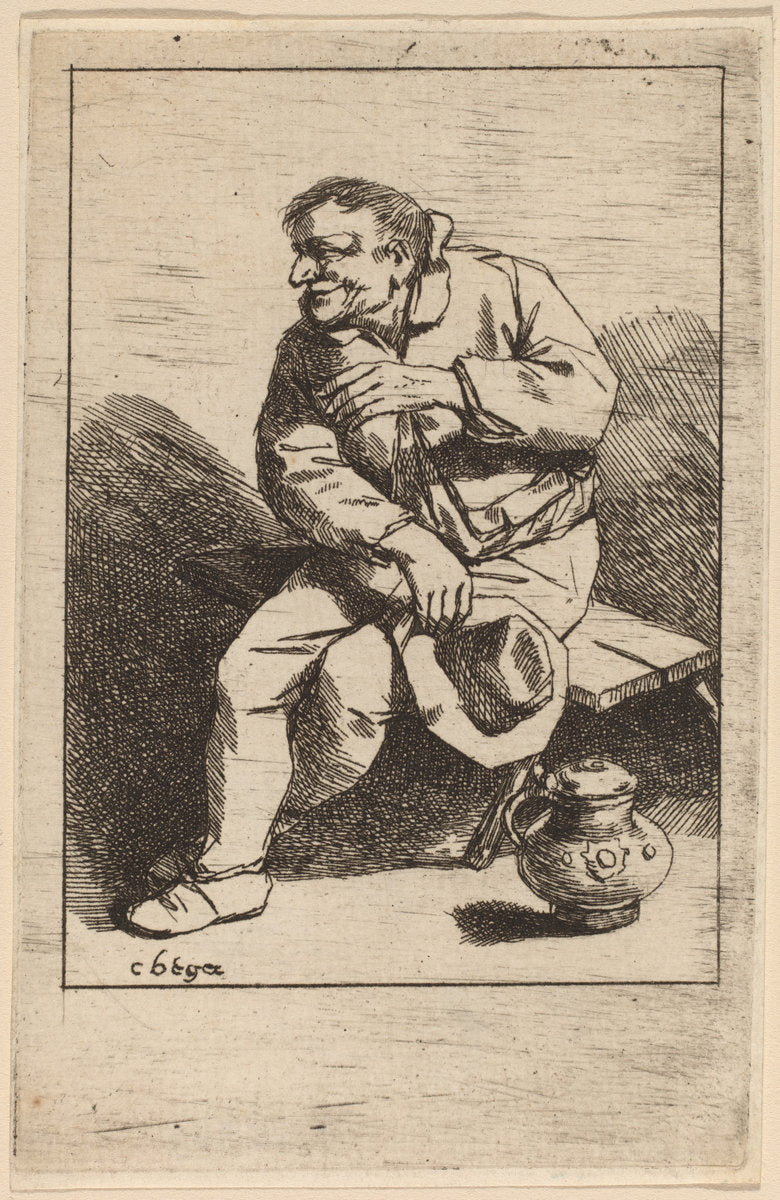 Sitting Man with His Hat in His Right Hand by Cornelis Bega (Dutch, 1631/1632 - 1664), 16X12"(A3)Poster Print