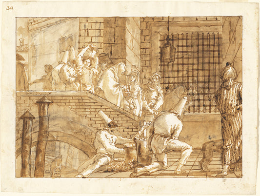 The Prison Visit by Giovanni Domenico Tiepolo (Venetian, 1727 - 1804), 16X12"(A3)Poster Print