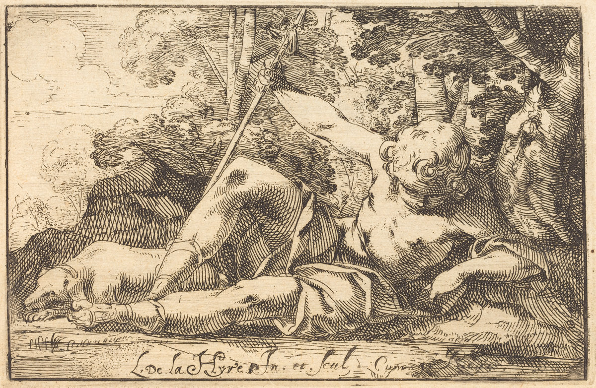 Narcissus at the Spring by Laurent de La Hyre (French, 1606 - 1656), 16X12"(A3)Poster Print