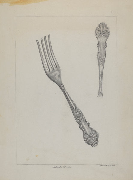 Silver Fork (Rogers Silverware) by Ludmilla Calderon (American, active c. 1935), 16X12"(A3)Poster Print