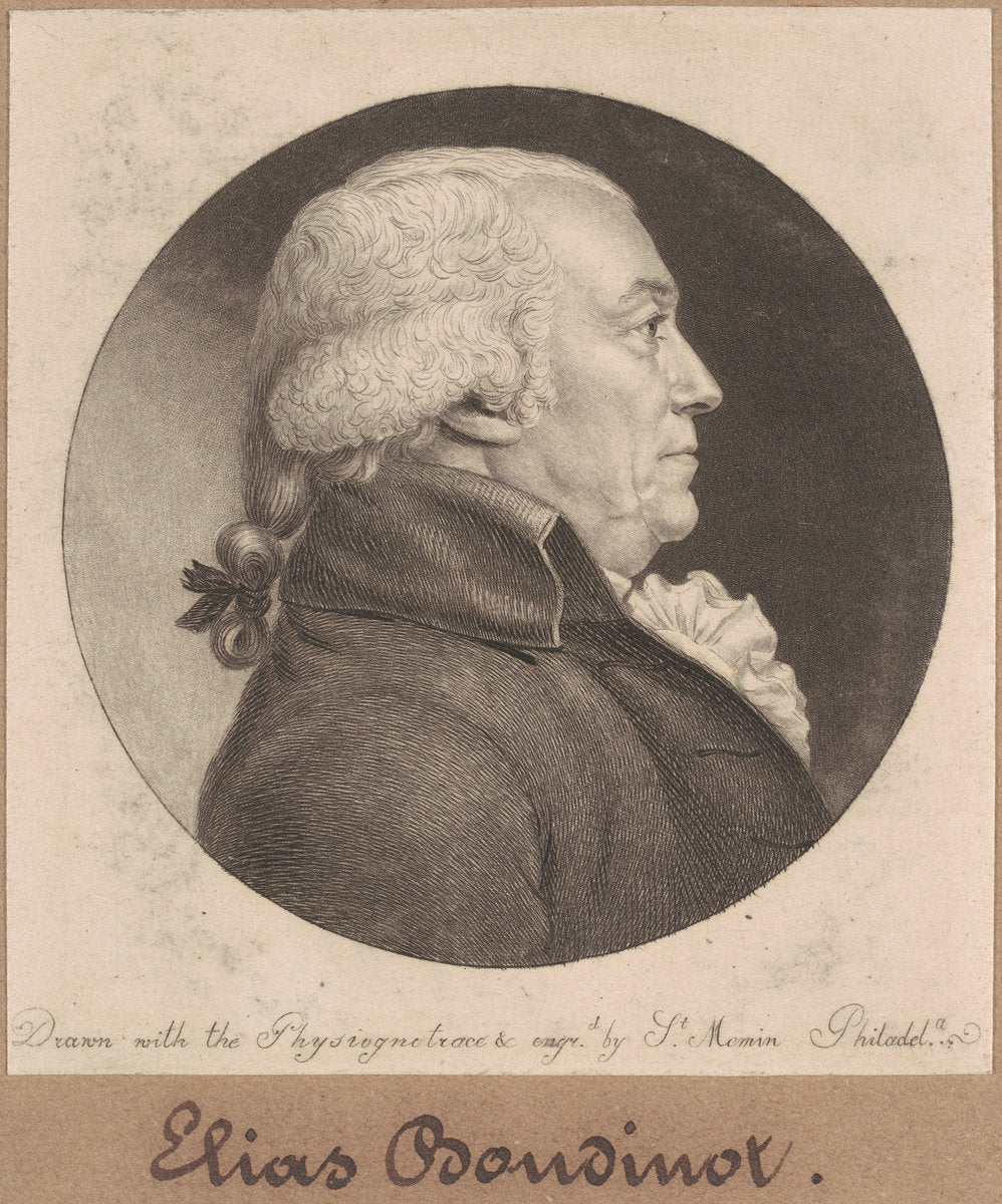 Elias Boudinot by Charles B. J. Févret de Saint-Mémin (French, 1770 - 1852), 16X12"(A3)Poster Print