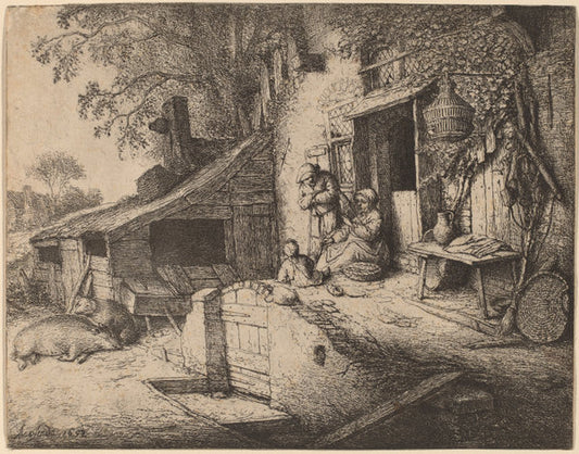 The Spinner by Adriaen van Ostade (Dutch, 1610 - 1685), 16X12"(A3)Poster Print