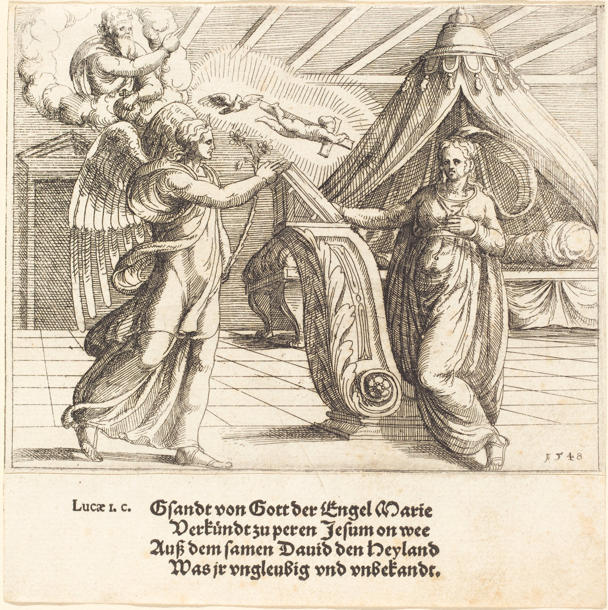 The Annunciation by Augustin Hirschvogel (German, 1503 - 1553), 16X12"(A3)Poster Print