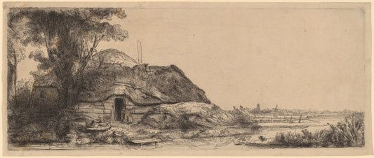 Landscape with a Cottage and a Large Tree by Rembrandt van Rijn (Dutch, 1606 - 1669), 16X12"(A3)Poster Print