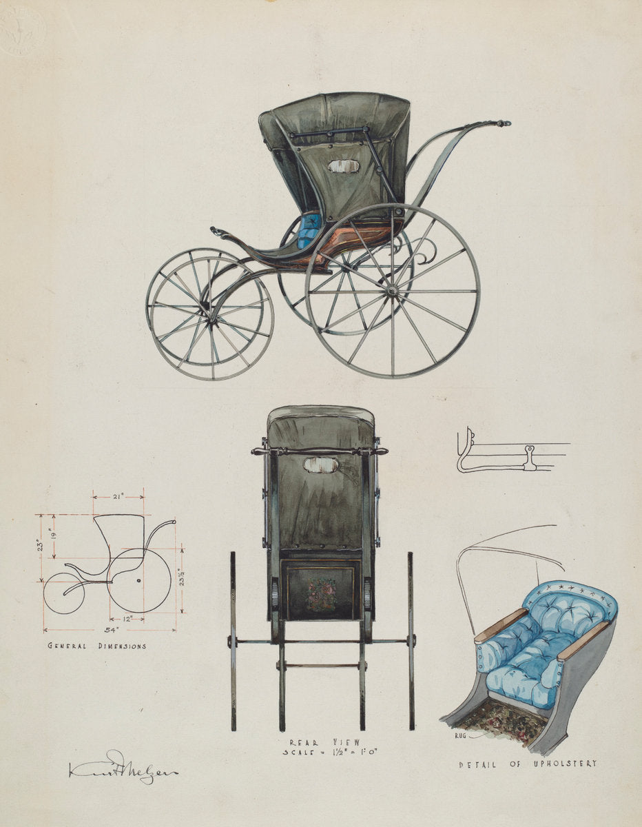 Baby Carriage by Kurt Melzer (American, active c. 1935), 16X12"(A3)Poster Print