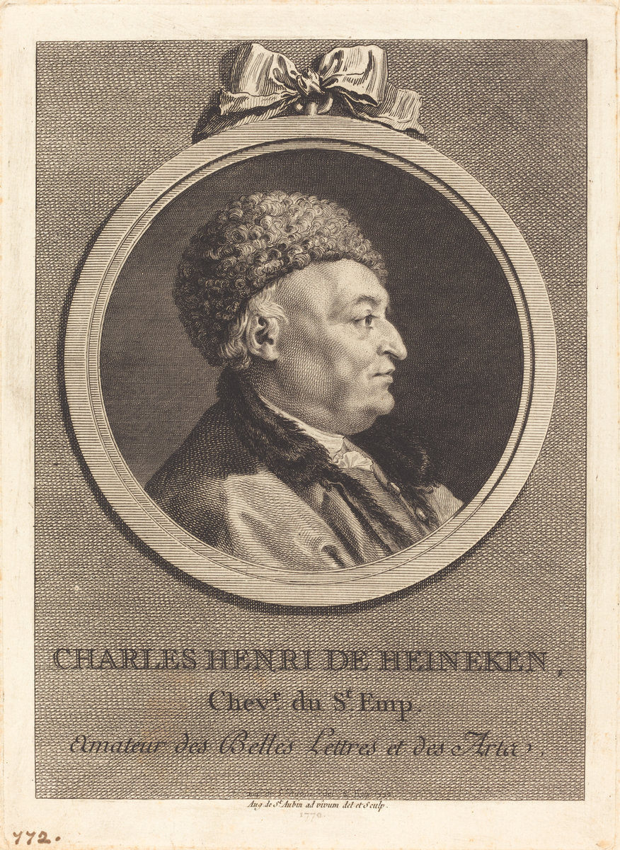 Charles Henri de Heineken by Augustin de Saint-Aubin (French, 1736 - 1807), 16X12"(A3)Poster Print