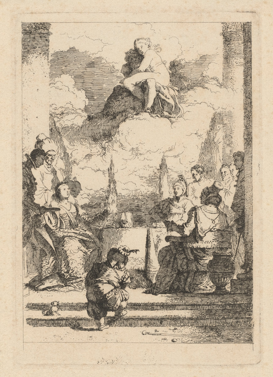 The Banquet of Antony and Cleopatra by Jean-Honoré Fragonard after Giovanni Battista Tiepolo (French, 1732 - 1806), 16X12"(A3)Poster Print