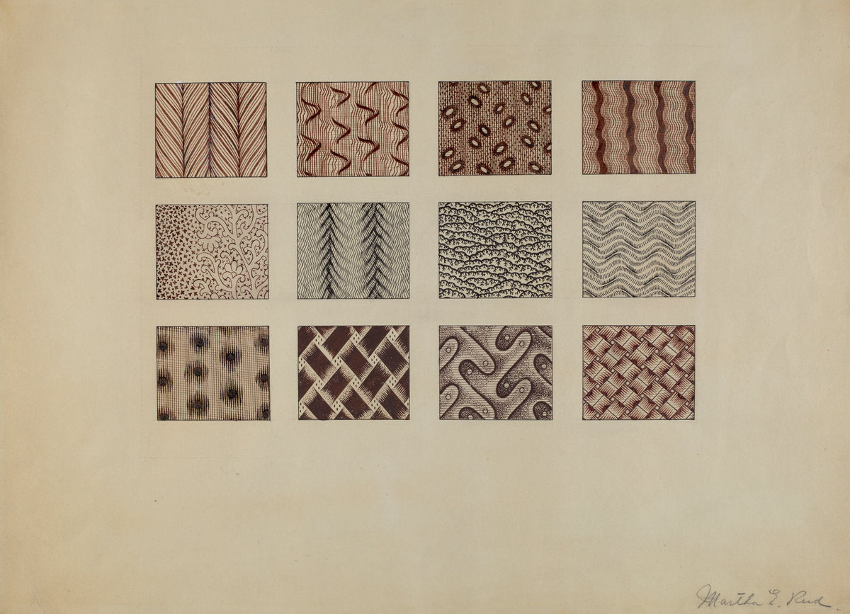 Textiles by Martha Reed (American, active c. 1935), 16X12"(A3)Poster Print