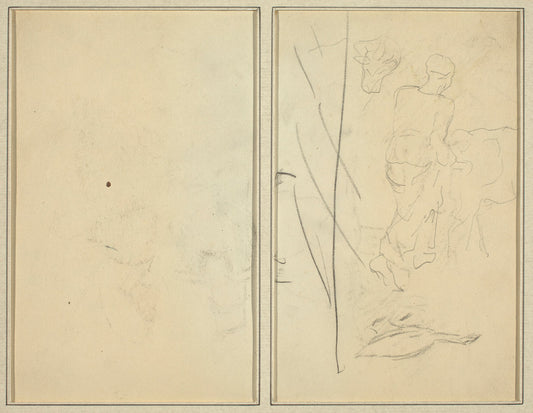 Woman with Cow, and Goose; Counterproof [verso] by Paul Gauguin (French, 1848 - 1903), 16X12"(A3)Poster Print