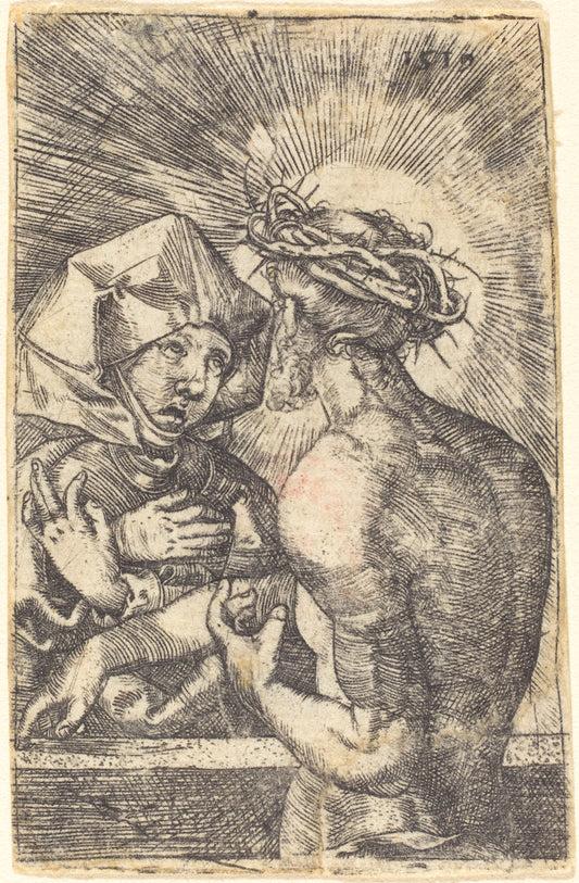 Christ Crowned with Thorns Speaking with His Mother by Sebald Beham (German, 1500 - 1550), 16X12"(A3)Poster Print