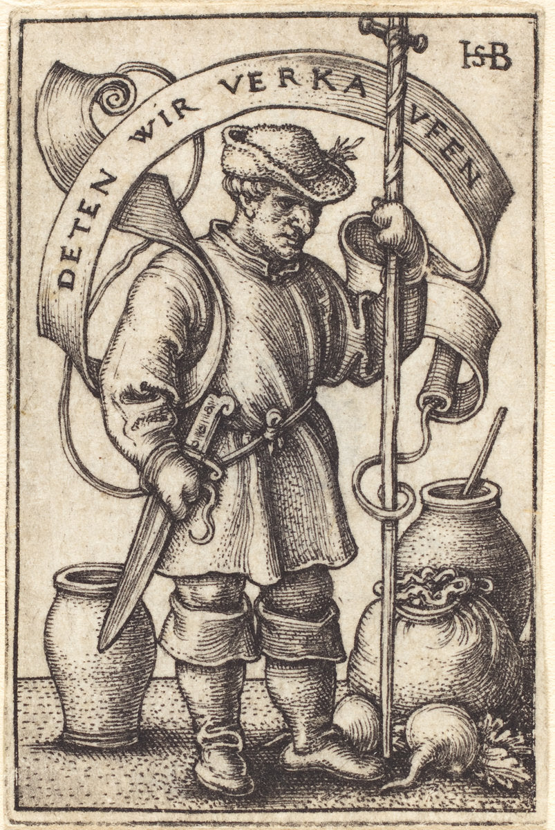 The Market Peasant by Sebald Beham (German, 1500 - 1550), 16X12"(A3)Poster Print