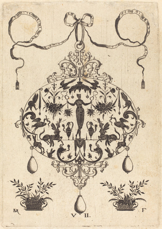 Large Pendant, Flora Standing, Holding a Fruit Garland by Daniel Mignot (German, active 1593/1596), 16X12"(A3)Poster Print