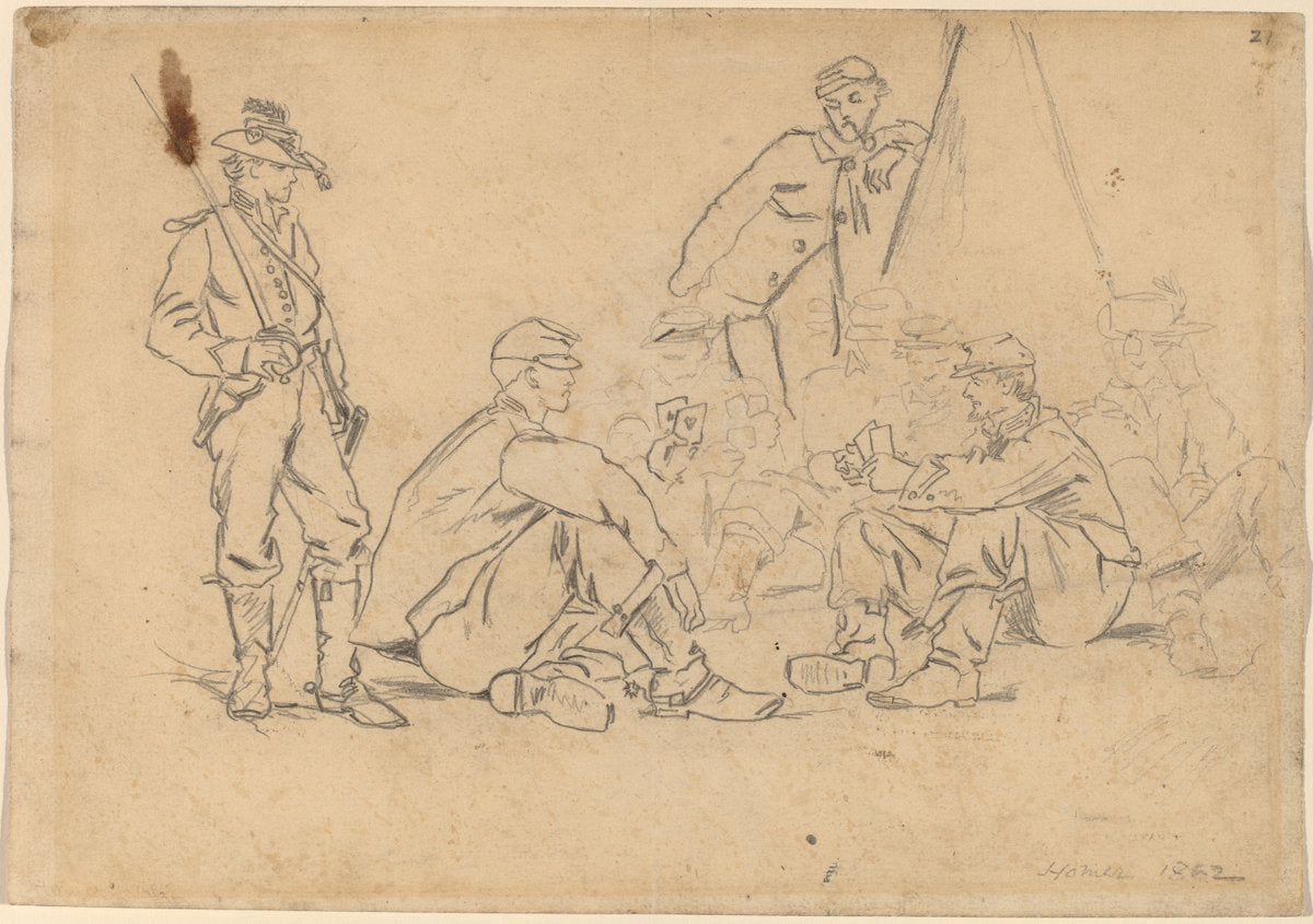Playing Cards by Winslow Homer (American, 1836 - 1910), 16X12"(A3)Poster Print