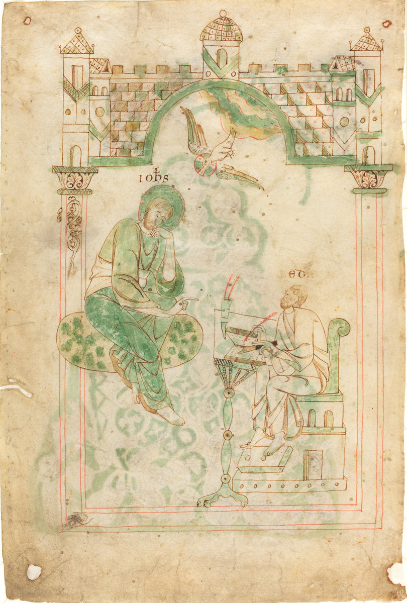 c. 1140 by Austrian 12th Century (Saint John Dictating to the Venerable Bede), 16X12"(A3)Poster Print