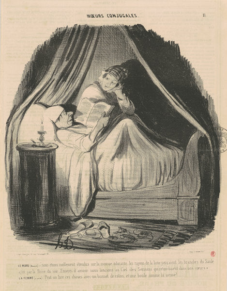 Le mari lisant: nous étions mollement étendus... by Honoré Daumier (French, 1808 - 1879), 16X12"(A3)Poster Print