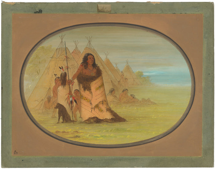 Puncah Chief Surrounded by His Family by George Catlin (American, 1796 - 1872), 16X12