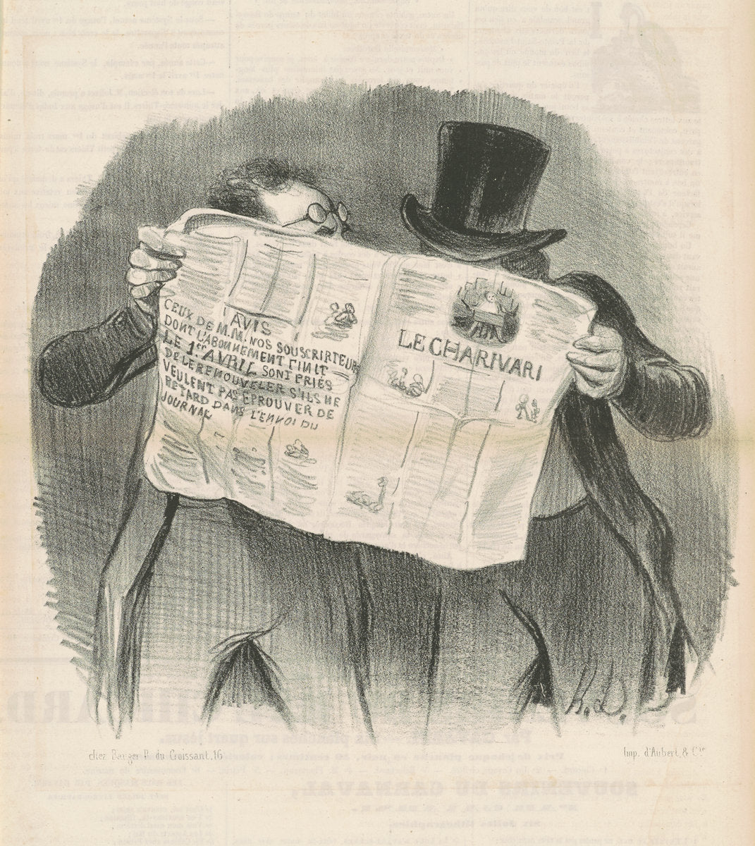 Le lecture du charivari by Honoré Daumier (French, 1808 - 1879), 16X12"(A3)Poster Print