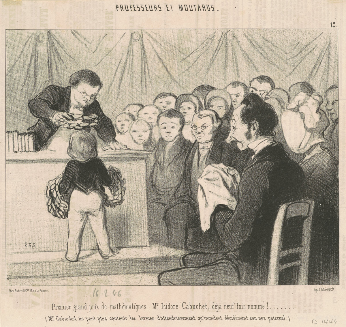 Premier grand prix de mathématiques,  M. Cabuchet by Honoré Daumier (French, 1808 - 1879), 16X12"(A3)Poster Print