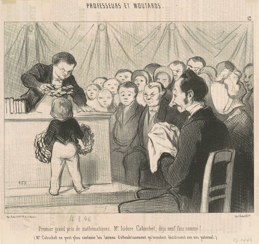 Premier grand prix de mathématiques,  M. Cabuchet by Honoré Daumier (French, 1808 - 1879), 16X12"(A3)Poster Print