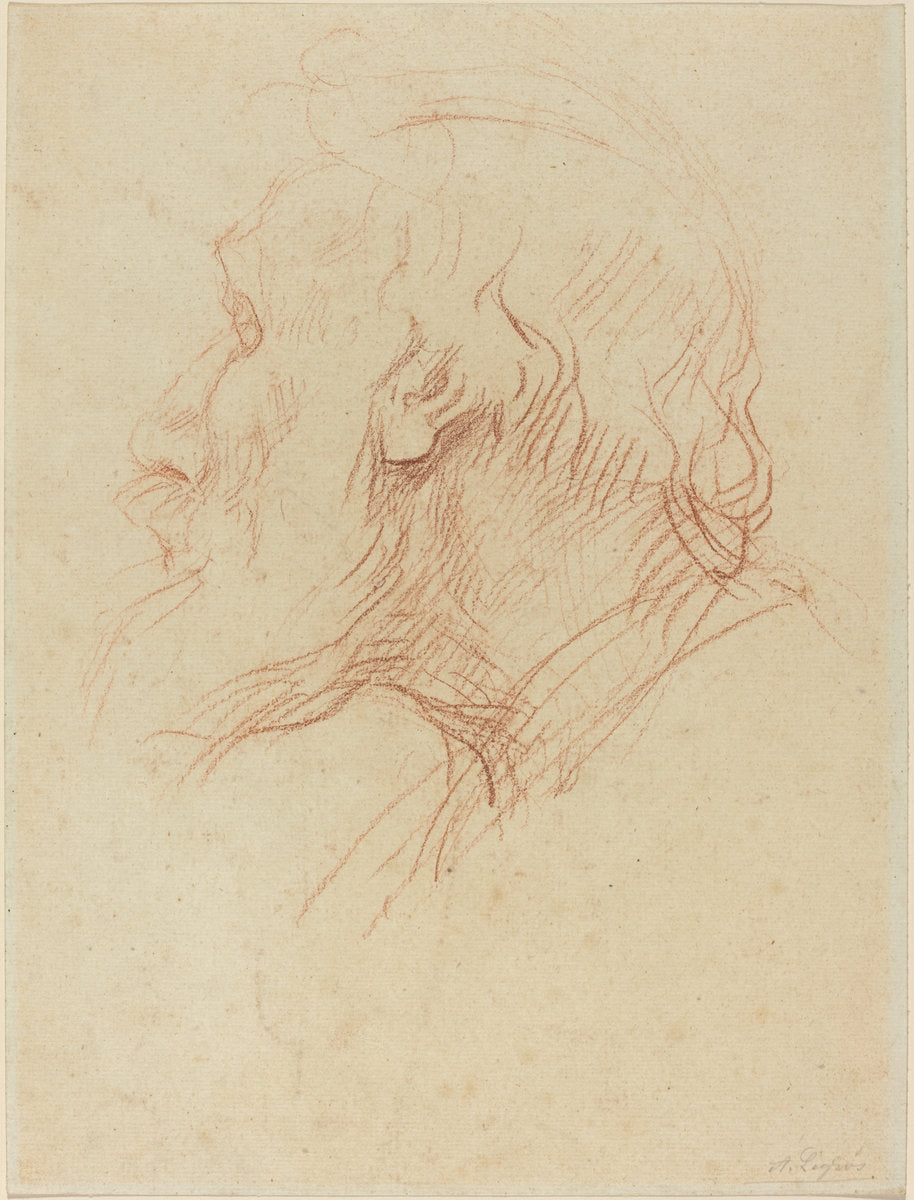 Study of a Beggar by Alphonse Legros (French, 1837 - 1911), 16X12"(A3)Poster Print
