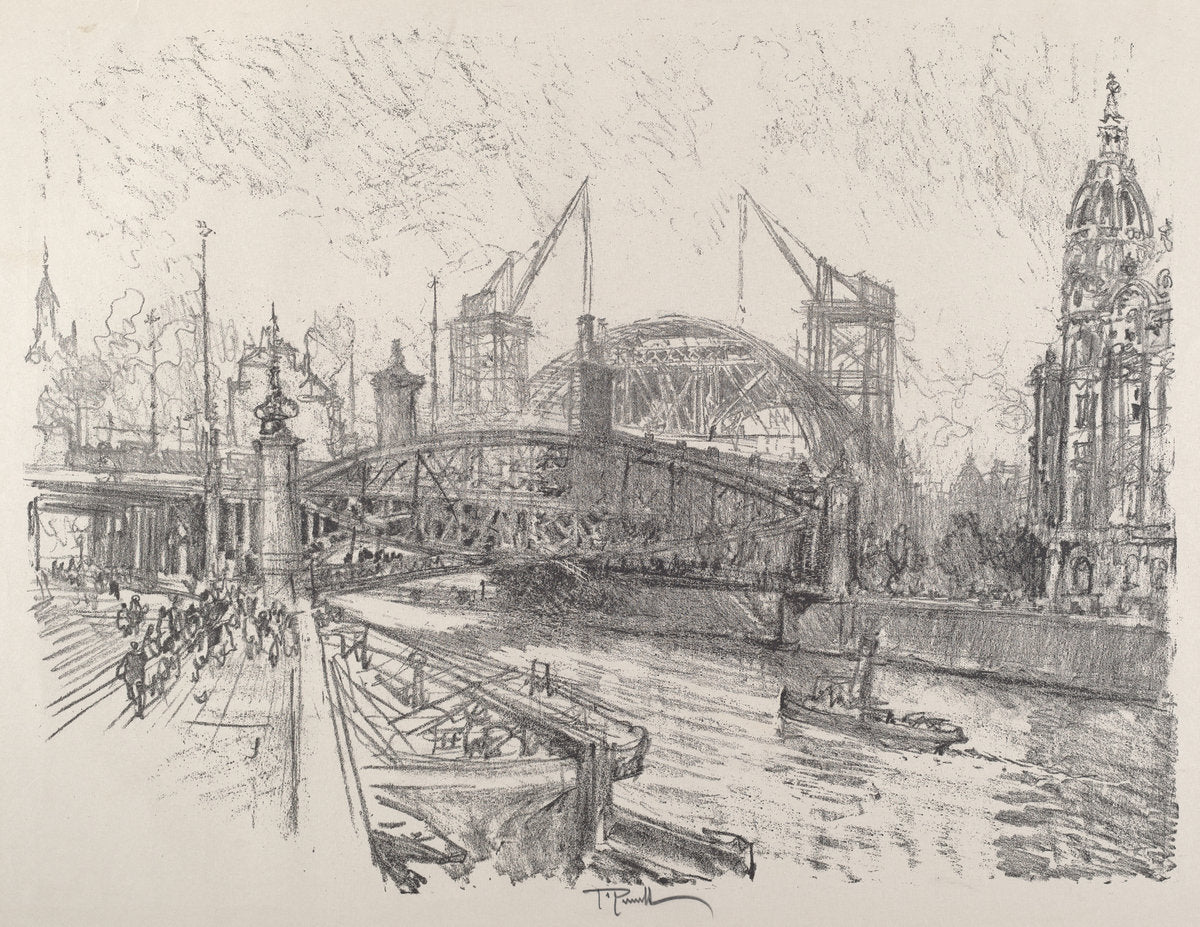 Building the Freidrich-Strasse Station by Joseph Pennell (American, 1857 - 1926), 16X12"(A3)Poster Print