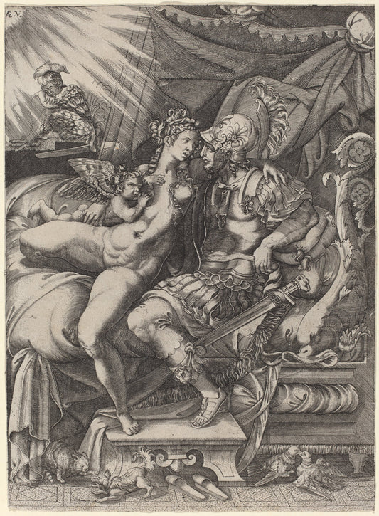 The Loves of Mars and Venus by Enea Vico (Italian, 1523 - 1567), 16X12"(A3)Poster Print