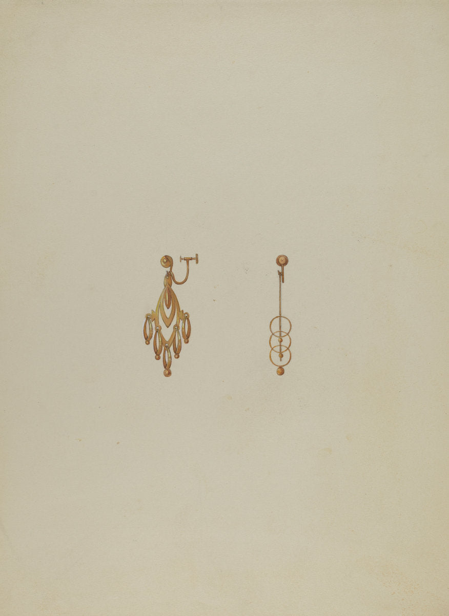 Earrings by Vincent Burzy (American, active c. 1935), 16X12"(A3)Poster Print