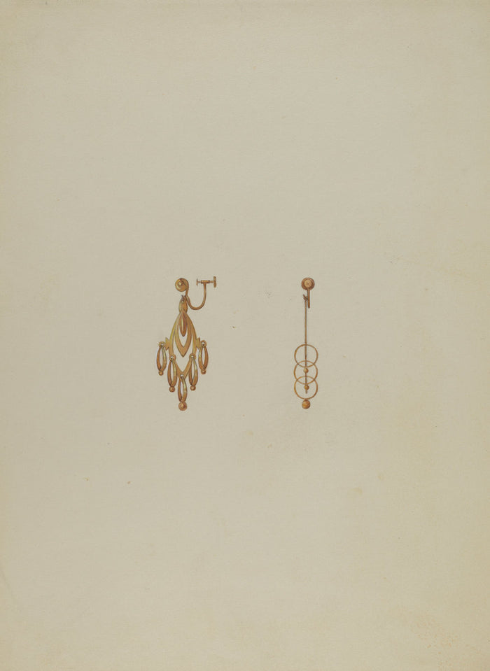 Earrings by Vincent Burzy (American, active c. 1935), 16X12