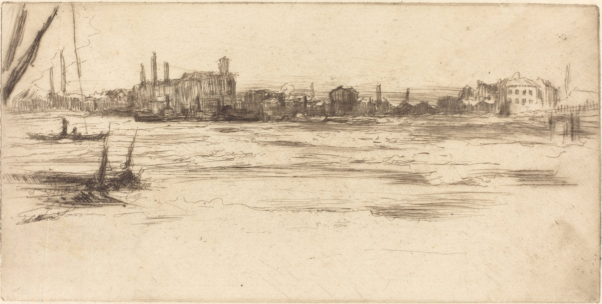 The Troubled Thames by James McNeill Whistler (American, 1834 - 1903), 16X12"(A3)Poster Print