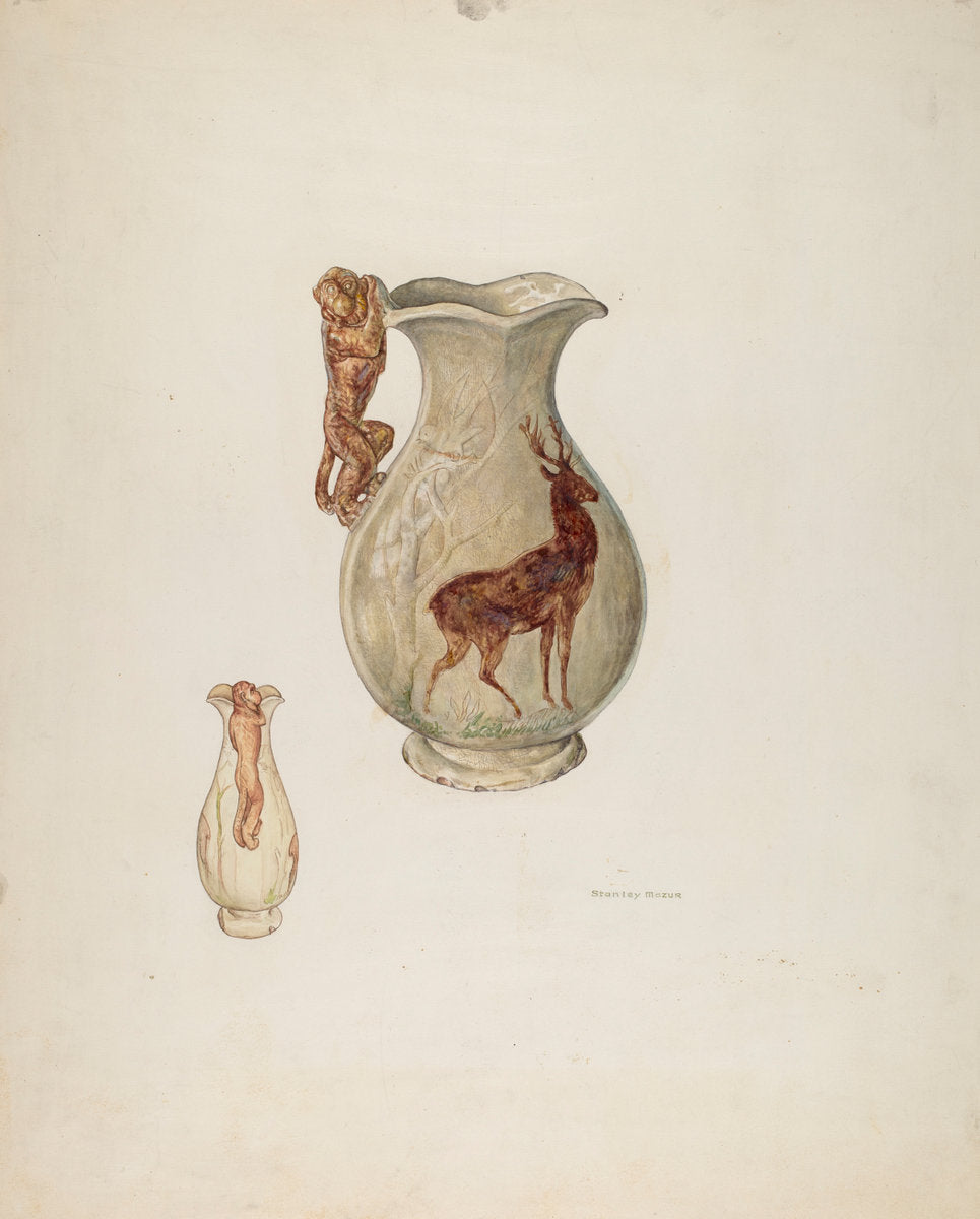 Pottery Vase by Stanley Mazur (American, active c. 1935), 16X12"(A3)Poster Print