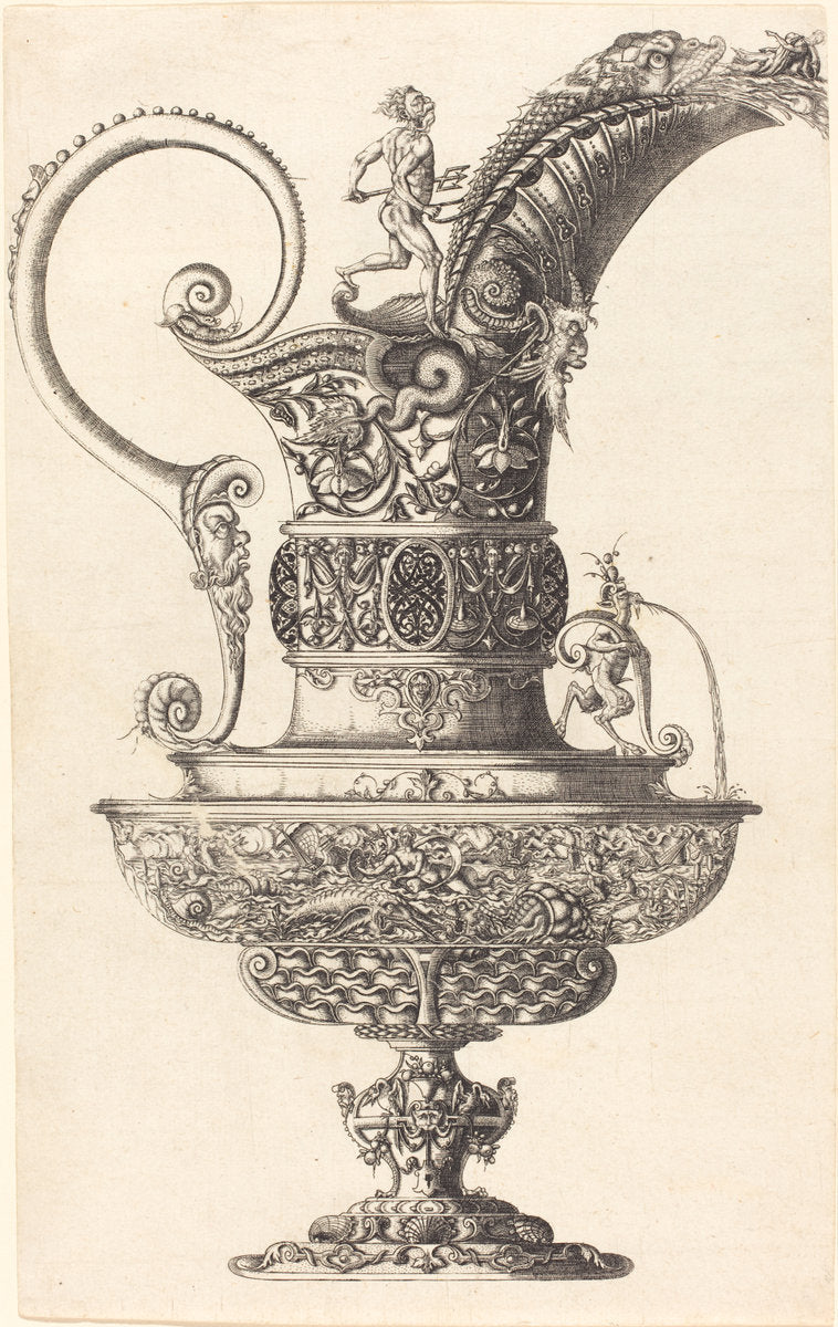 Jar with Neptune by Wenzel Jamnitzer I (German, 1508 - 1585), 16X12"(A3)Poster Print