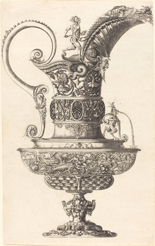 Jar with Neptune by Wenzel Jamnitzer I (German, 1508 - 1585), 16X12"(A3)Poster Print