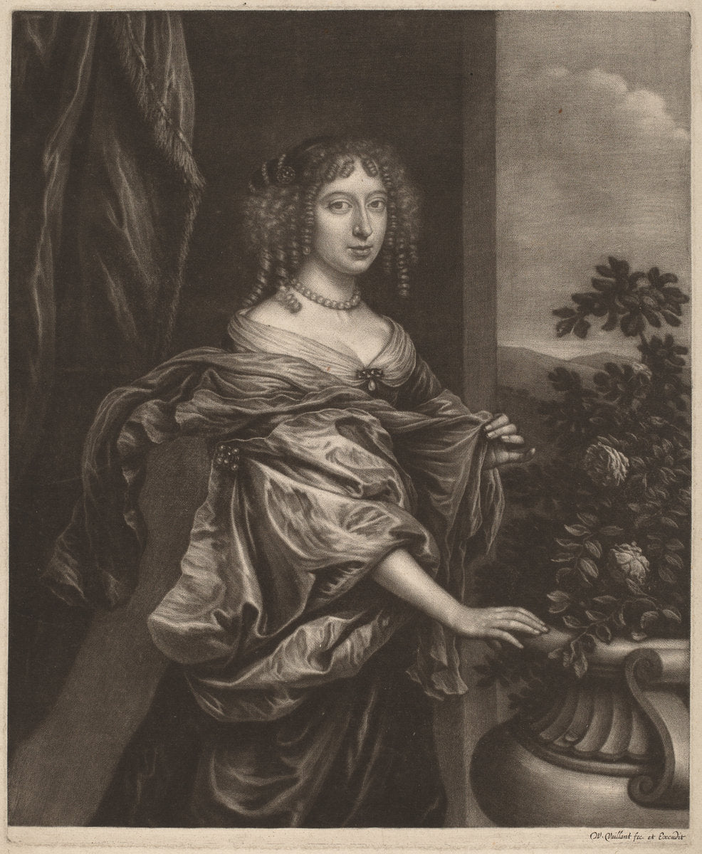 Portrait of a Lady beside a Rose Bush by Wallerant Vaillant (Flemish, 1623 - 1677), 16X12"(A3)Poster Print