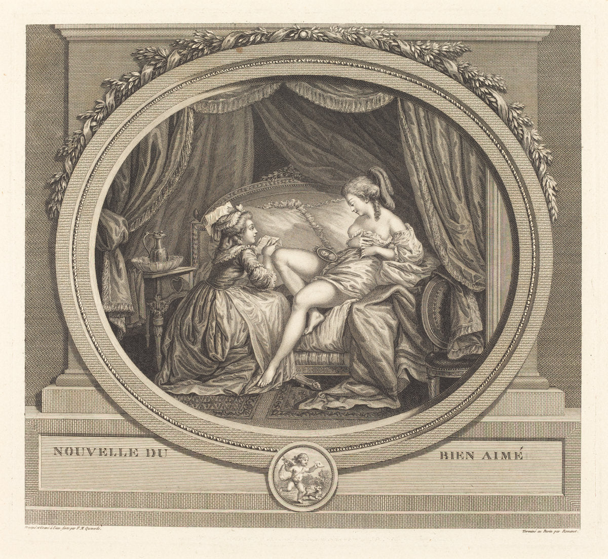 Nouvelles du bien-aime by François Marie Isidore Queverdo and Antoine Louis Romanet (French, 1748 - 1797), 16X12"(A3)Poster Print