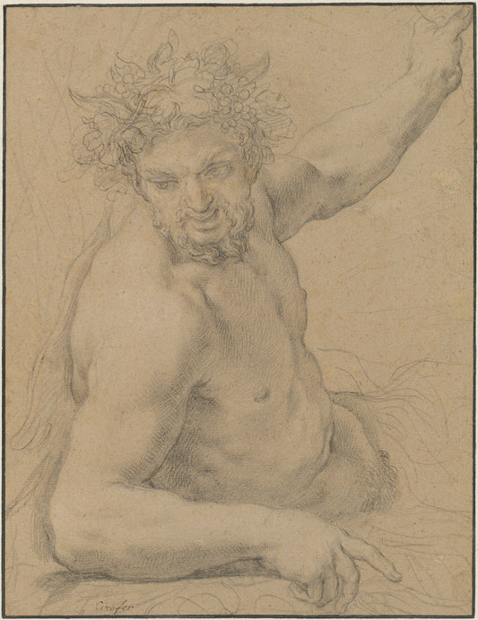 Faun Reclining by Ciro Ferri (Italian, 1634 - 1689), 16X12"(A3)Poster Print