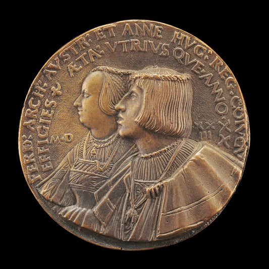 1522/1523 by Austrian 16th Century (Ferdinand I, 1503-1564, Archduke of Austria 1519, and Anne of Hungary, died 1547, His Wife 1521 [obverse]), 16X12"(A3)Poster Print