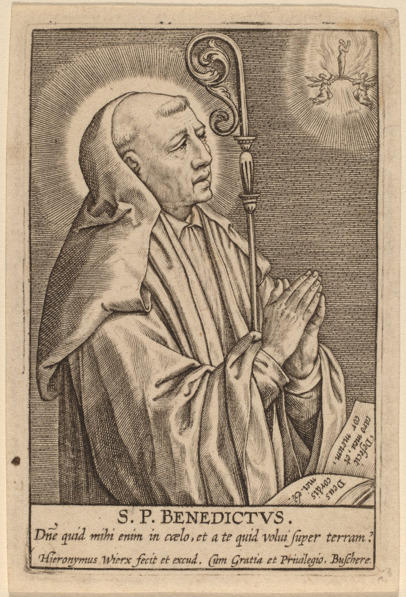 S. P. Benedictus by Hieronymus Wierix (Flemish, c. 1553 - 1619), 16X12"(A3)Poster Print