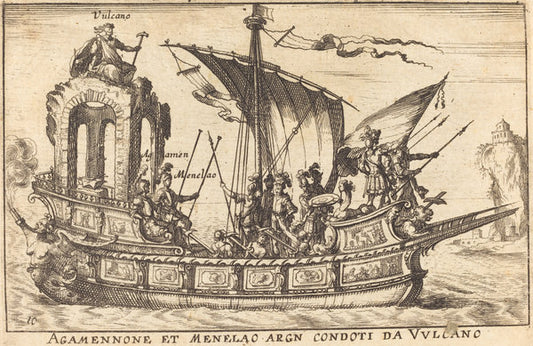 Agamennone et Menelao argn condoti da Vulcano by Balthasar Moncornet after Remigio Cantagallina (French, c. 1600 - 1668), 16X12"(A3)Poster Print