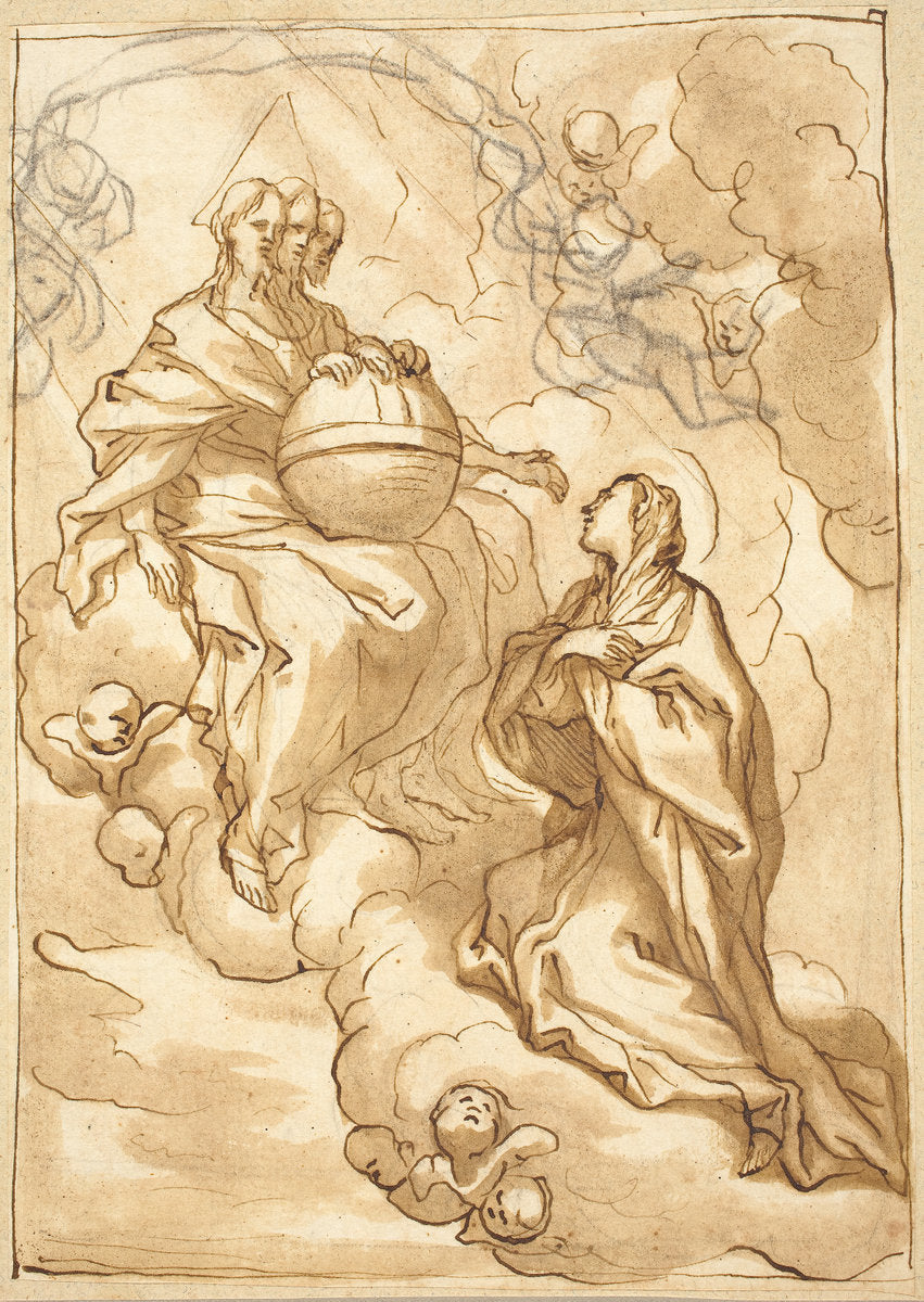 The Trinity by Domenico Piola I (Italian, 1627 - 1703), 16X12"(A3)Poster Print