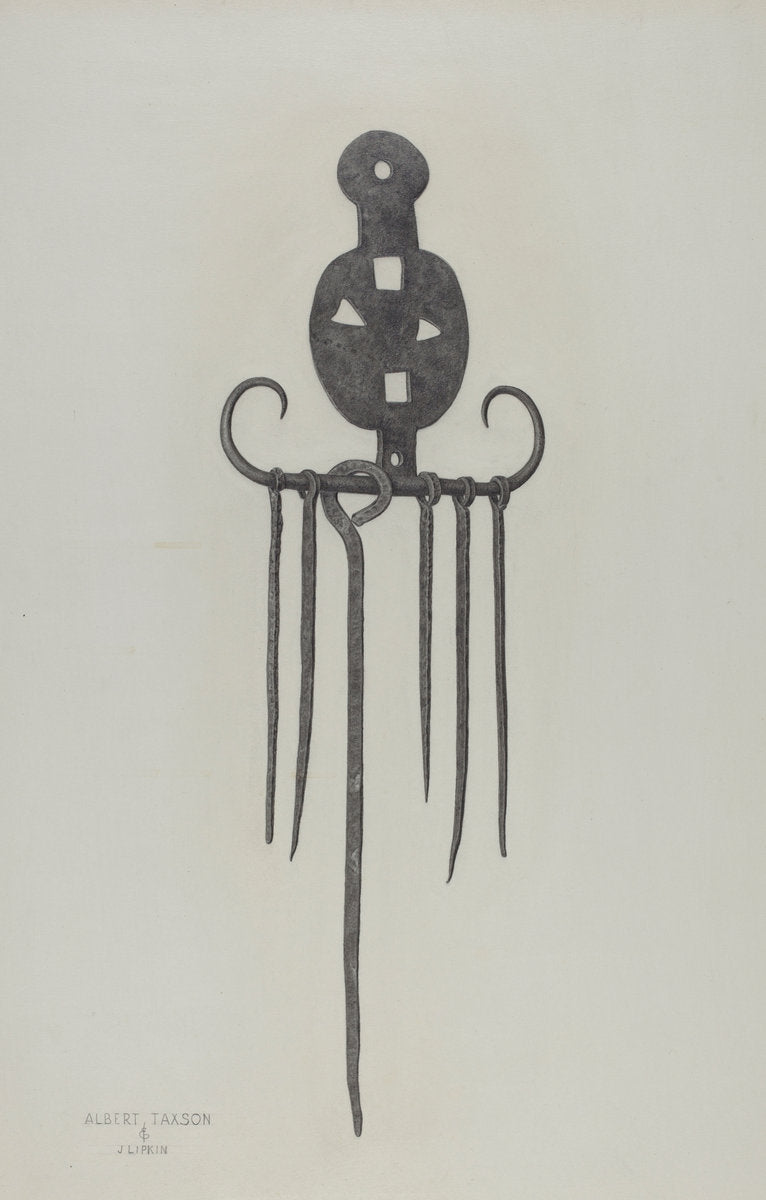 Skewers and Holder by Albert Taxson and Jacob Lipkin (American, active c. 1935), 16X12"(A3)Poster Print