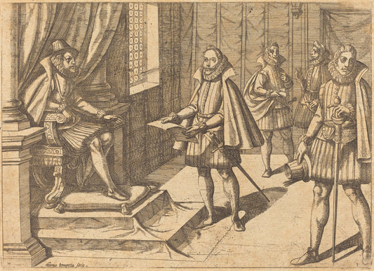 Philip II of Spain on His Throne by Antonio Tempesta (Florentine, 1555 - 1630), 16X12"(A3)Poster Print