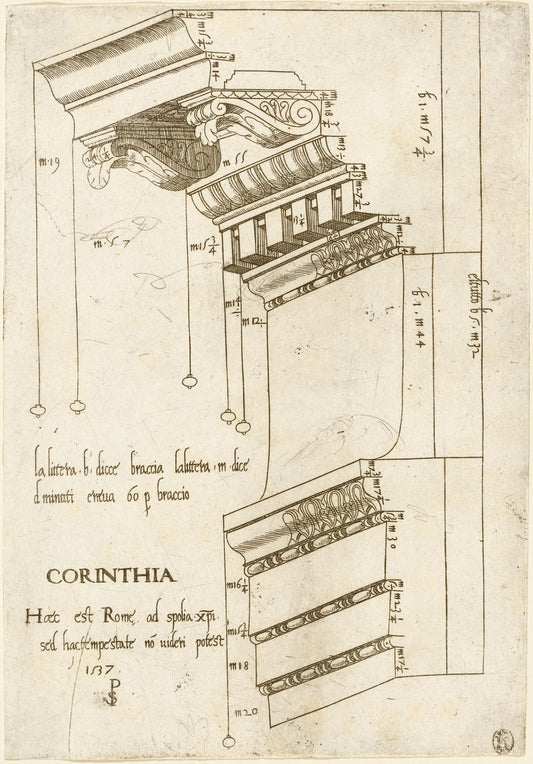 Entablature from the Basilica Ulpia, Rome by Master PS (Italian (?), active 1535/1537), 16X12"(A3)Poster Print
