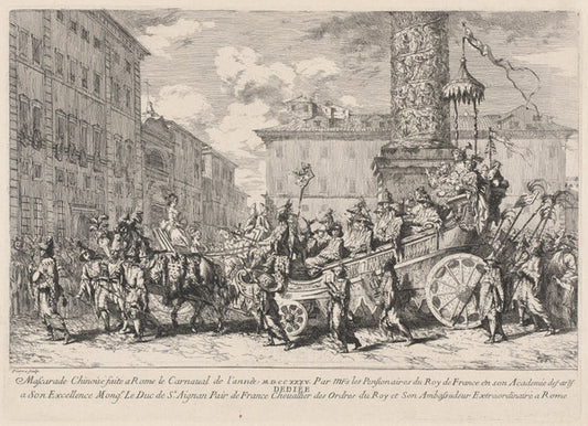 Mascarade Chinoise faite a Rome (Chinese Masquerade) by Jean-Baptiste-Marie Pierre (French, 1713 - 1789), 16X12"(A3)Poster Print