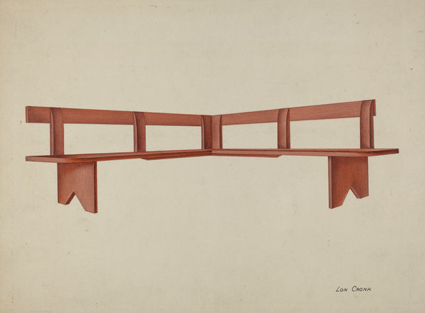 Shaker Porch Bench by Lon Cronk (American, active c. 1935), 16X12"(A3)Poster Print