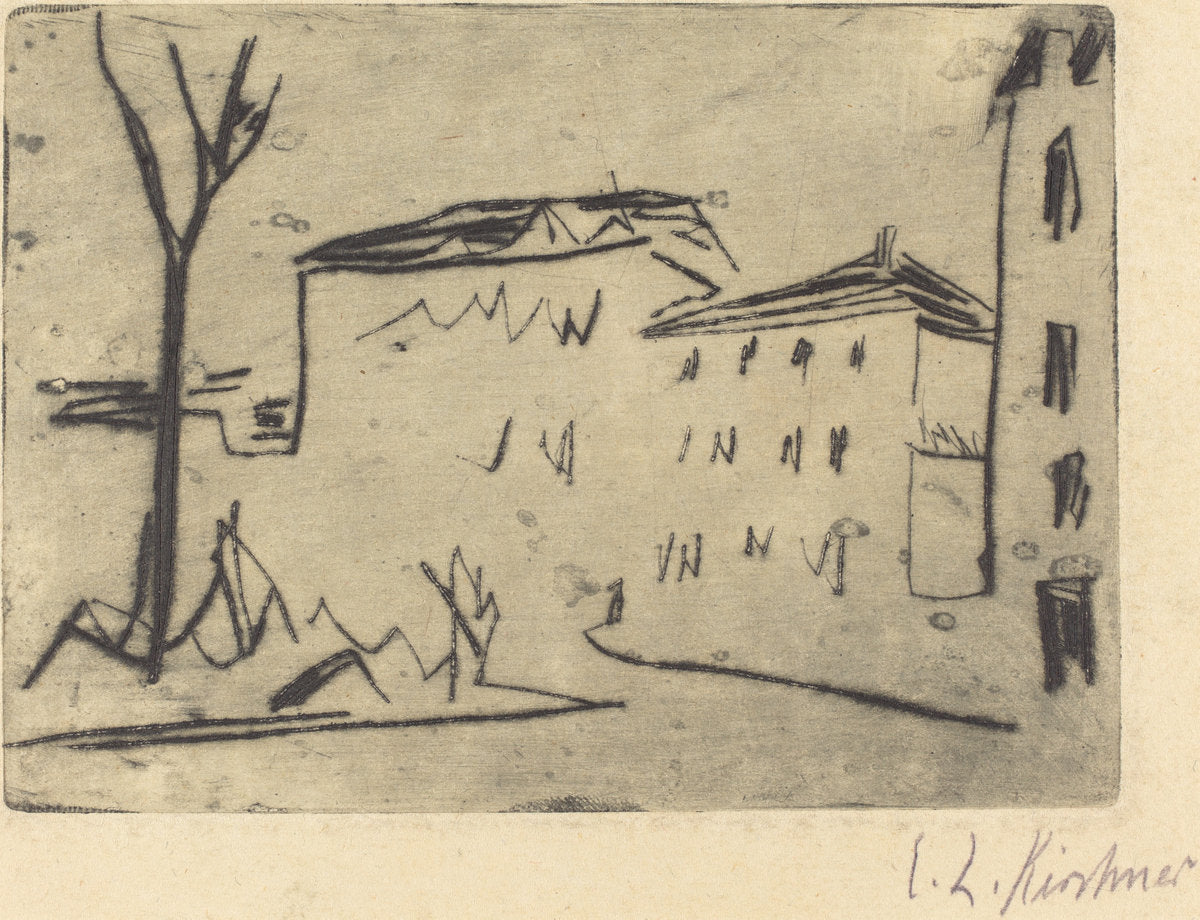 Street Corner in Dresden (Strassenecke Dresden) by Ernst Ludwig Kirchner (German, 1880 - 1938), 16X12"(A3)Poster Print