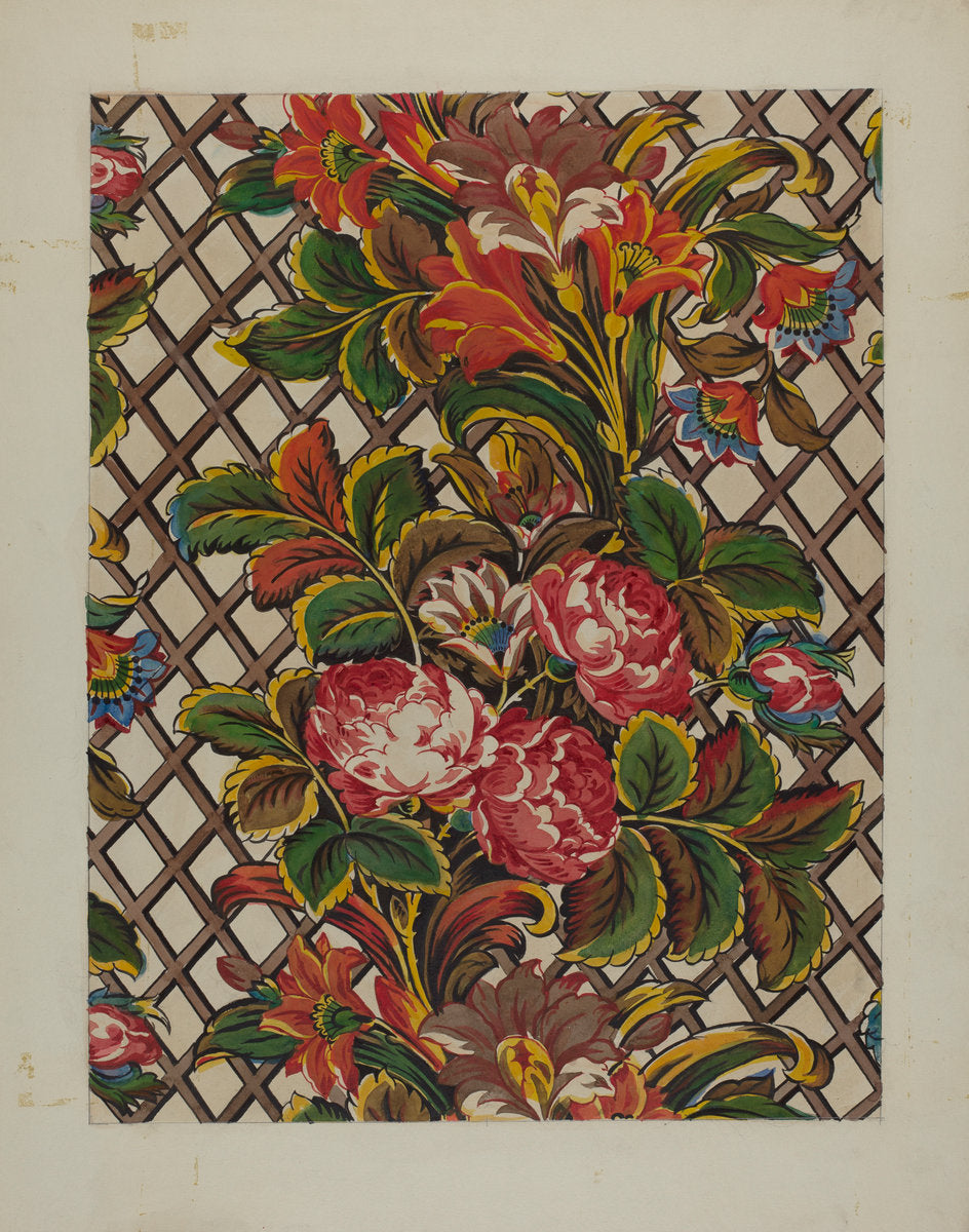 Patchwork Bedspread Material by Frances Lichten (American, active c. 1935), 16X12"(A3)Poster Print