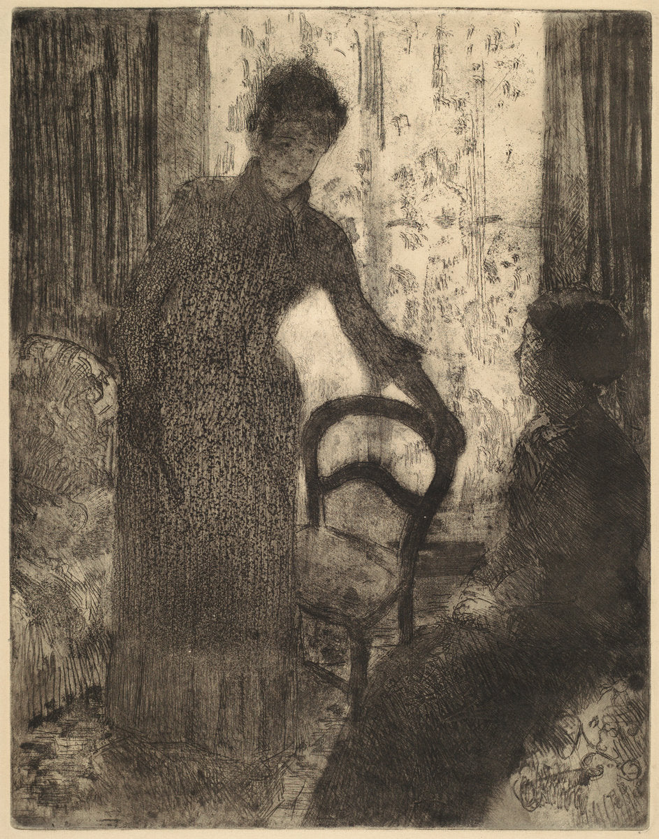 The Visitor by Mary Cassatt (American, 1844 - 1926), 16X12"(A3)Poster Print