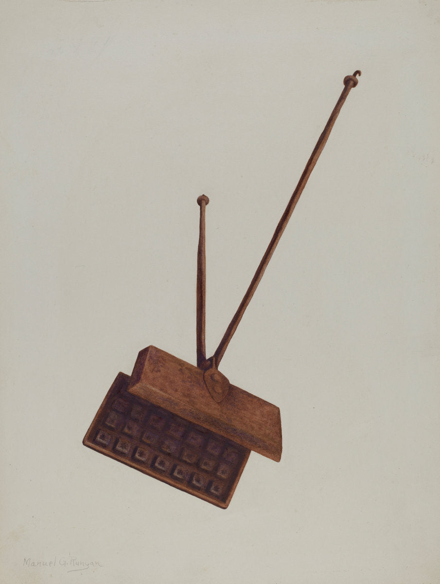 Fireplace Waffle Iron by Manuel G. Runyan (American, active c. 1935), 16X12"(A3)Poster Print