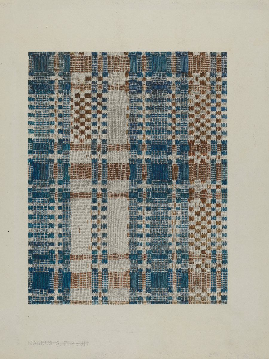 Handwoven Coverlet by Magnus S. Fossum (American, 1888 - 1980), 16X12"(A3)Poster Print